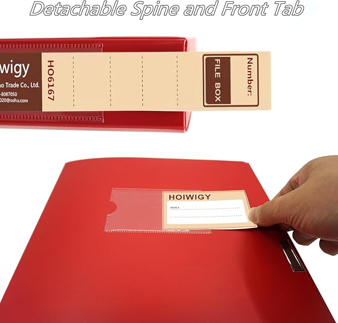 A4 Document Box Plastic Archive Cases with Lid, 31×24x4 cm, File Folder Organizer Document Storage File Boxes for Office, School, Letter Size Paper (Red (8 Packs))