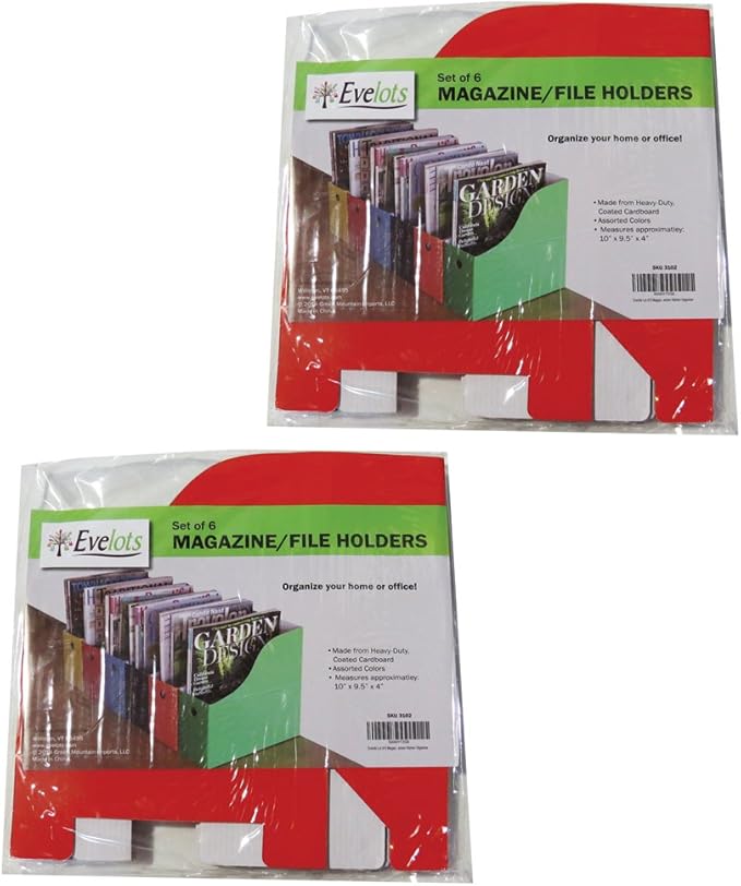 Evelots Magazine File Holder Organizer Box (6, 12, or 24 Pack) Storage for Desk and Shelves Multiple Color Options - Includes Labels for Organization