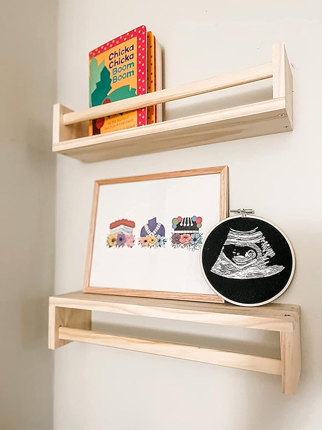 Gneric Floating Shelves for Wall, Burlywood Nursery Book Shelves, 15.7 inch Kids Bookshelf, Wall Shelves for Living Room Bedroom Decor,Kitchen Spice Rack,Bathroom Storage Rack(2 Pack)-NeatNest