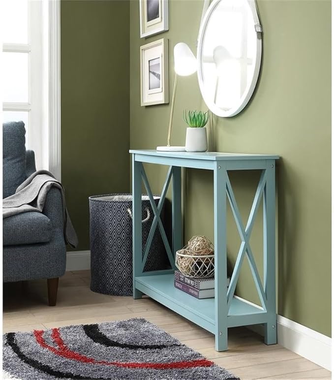 Convenience Concepts Oxford Console Table 39.5" - Sofa Table with Storage Shelf, Transitional Entryway Hall Table for Living Room and Bedroom, Display Foyer Table, Sea Foam Blue-NeatNest