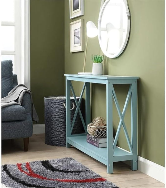 Convenience Concepts Oxford Console Table 39.5" - Sofa Table with Storage Shelf, Transitional Entryway Hall Table for Living Room and Bedroom, Display Foyer Table, Sea Foam Blue-NeatNest
