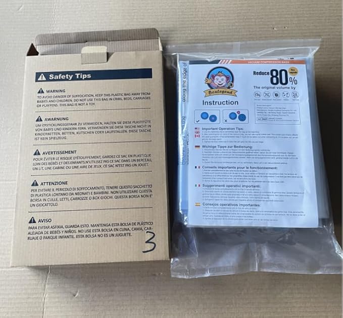 BoxLegend Vacuum Bag Vacuum Storage Bag Travel Vacuum Reusable Garment Bag for Clothing Duvets Bedding Pillow Wool Blankets-NeatNest