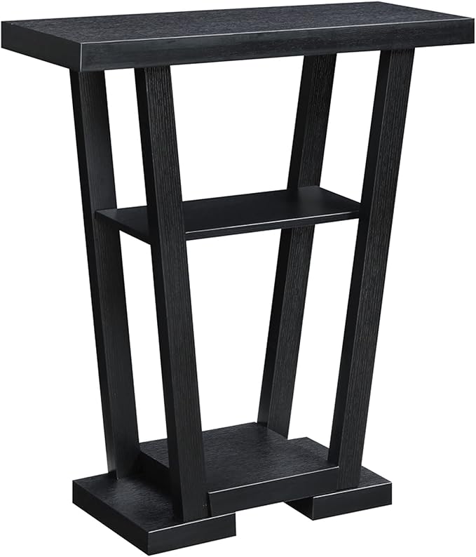 Convenience Concepts Newport V Console Modern Sofa Storage Shelves, Narrow Entryway Hall Living Room, Display Accent Table, 31.5", Black-NeatNest