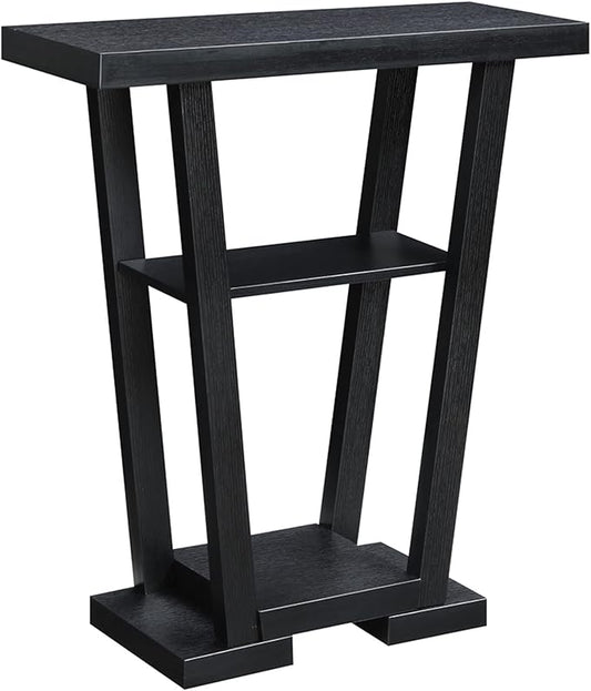 Convenience Concepts Newport V Console Modern Sofa Storage Shelves, Narrow Entryway Hall Living Room, Display Accent Table, 31.5", Black-NeatNest