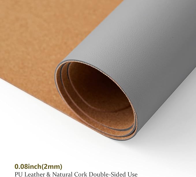 Cork Desk Mat - Small Dual-Sided Desk Pad for Office and Home - Desk Organization and Accessories - Ideal for Large Mouse Pad and Small Desk Mats on Top of Desks(Gray,23.6"x 13.8")-NeatNest