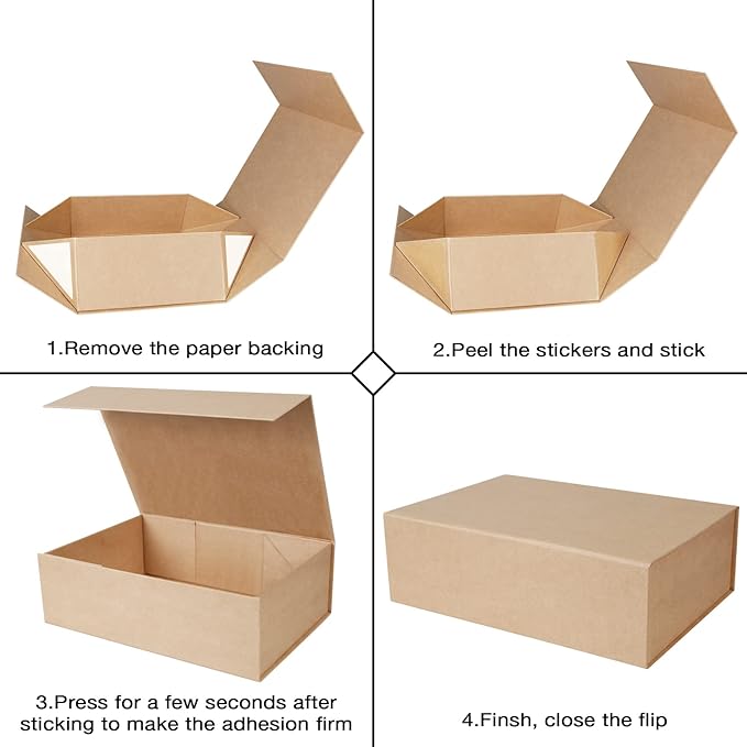 Aimyoo Brown Collapsible Gift Box with Magnetic Closure Lids 10.5x7x3 in, Bridesmaid Groomsman Proposal Boxes, Rectangle Storage Box 3 Pack-NeatNest