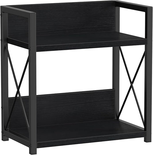 Giikin Countertop Organizer, 2 Tier Coffee Station Organizer for Desktop, Wood Counter Shelf Spice Rack for Kitchen (Black, M)-NeatNest