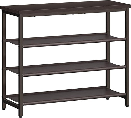 HOOBRO Shoe Rack with 3 PU Shelves, 4-Tier Shoe Storage Organizer for Closet and Entryway, Holds 9-12 Pairs of Shoes, Sturdy Metal Frame, Small Spaces, Brown BR94XJ01-NeatNest