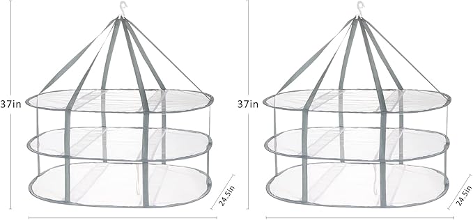 AUTODECO 2 Pack 3-Tier Folding Mesh Clothes Hanging Dryer, Sweater Drying Rack, Large Laundry Drying Rack, Lay fold Flat Dry Hanger, Mesh Clothes Hanging Dryer - XL(3Tier)+XL(3Tier)