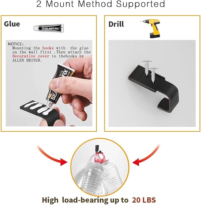 BESy Brass Clothes Hook Single Towel Hook for Bathroom Kitchen Garage Square Style Robe Hooks Coat and Hat Hook, Self Adhesive with Glue or Wall Mounted with Screws, Four Packs, Oil Rubbed Bronze-NeatNest