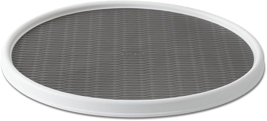 Copco 18-Inch Lazy Susan Turntable Organizer, Non-Skid Pantry or Cabinet Spinner for Spices, Condiments, and Bottles, Durable White/ Gray Design-NeatNest