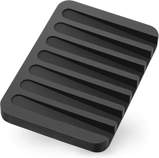 Anwenk Soap Dish for Shower Waterfall Soap Holder Soap Tray Soap Saver Drainer Flexible Silicone for Shower/Bathroom/Kitchen/Counter Top,Keep Soap Bars Dry Clean,Easy Cleaning-Black 1Pack-NeatNest