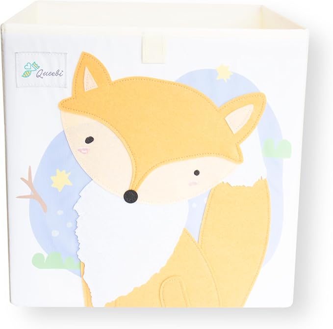 Fox Storage Cube- Organizer for Nursery, Playroom, Bedroom, Closet. Foldable Box 13x13x13 inches. Children's Toy Box, Diaper Caddy, Clothing Basket, Book Bin, Baby Essentials & Kids Gift-NeatNest