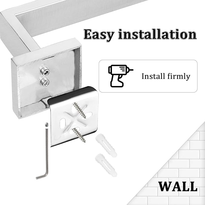 Alise Brushed Nickel Towel Bars,15.7 Inch Towel Holder Towel Racks for Bathroom and Lavatory,SUS304 Stainless Steel Hand Towel Hanger Rail Wall Mount,Useable Length 13.98 Inch Towel Bar, GYT040-LS