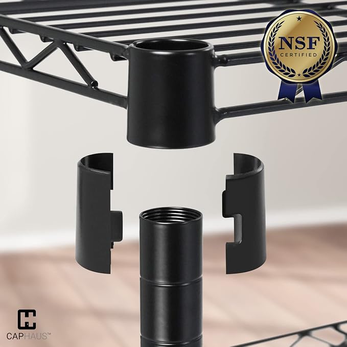 CAPHAUS NSF Commercial Heavy Duty 4 Tier Wire Shelving w/Two Rectangle Baskets, Wheels, Leveling Feet, Storage Metal Shelf, Basement Garage Shelving, Utility Wire Rack Storage Black-NeatNest