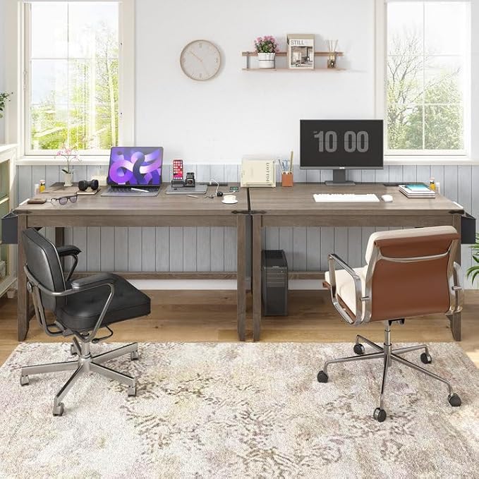 EnHomee 40 Inch Small Desk with Detachable Storage Bag, Modern Simple Computer Desk with Power Outlet, Study Writing Table for Small Spaces, Study Desks for Bedroom, Ash Gray-NeatNest