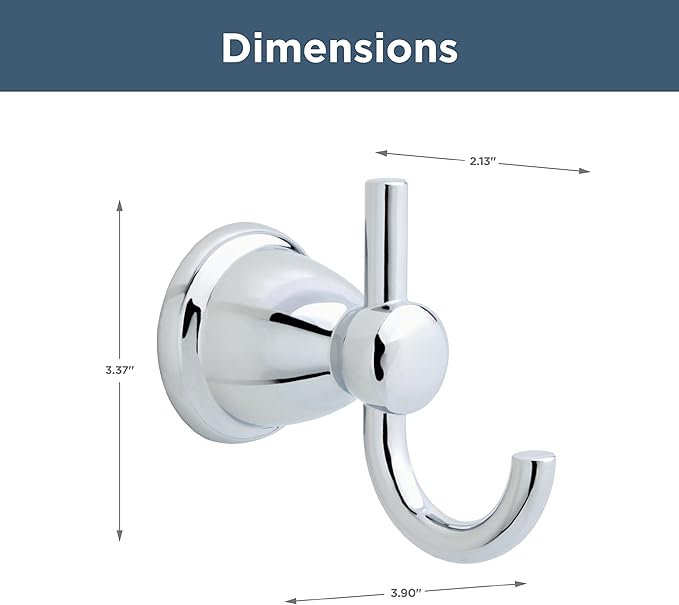 Franklin Brass Kinla (1-Pack) Towel Hooks Polished Chrome Bathroom Double J-Hooks Wall Mounted for Robes & Towels 2-Prong Hand Towel Hook Holder Kitchen, Bath, Bathroom Accessories KIN35-PC-1