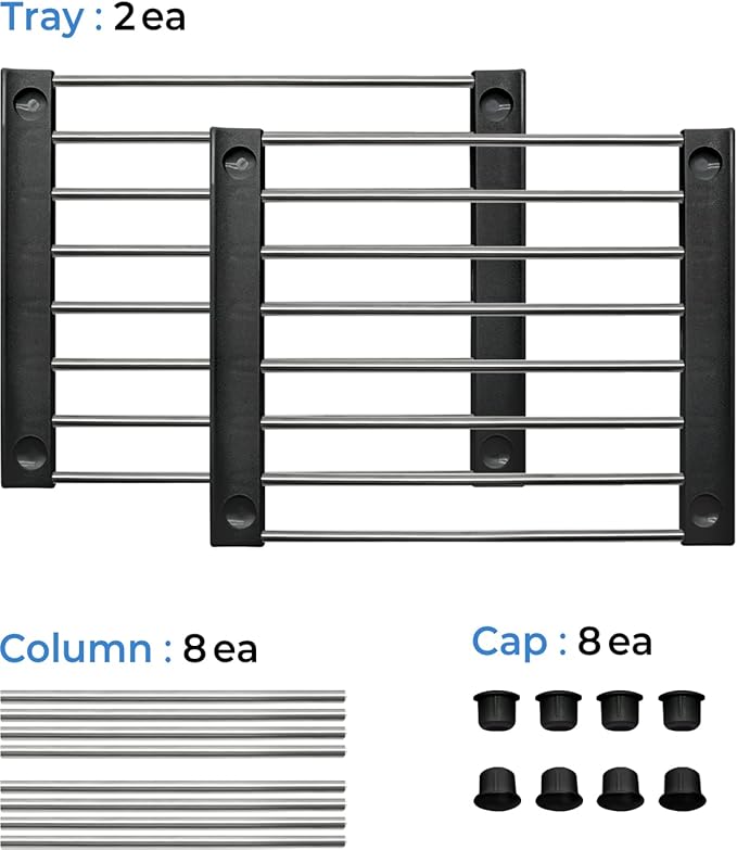 carrotez Cabinet Organizer Shelf, Set of 2 Stackable Kitchen Counter Shelves, Kitchen Cabinet Organizers and Storage, Pantry Storage Shelf Organizer, 9.8 x 7.8 x 6.1 - Black-NeatNest