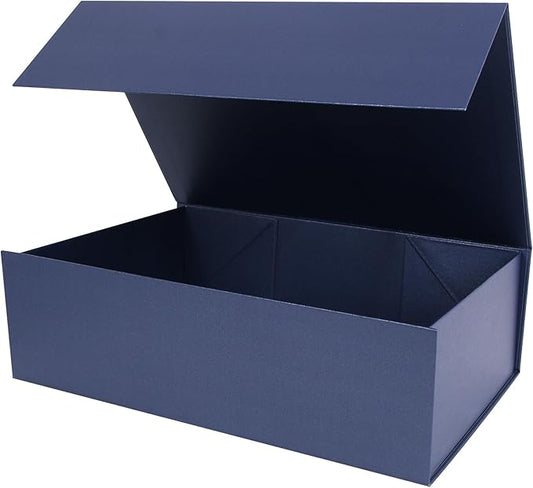 Aimyoo Navy Blue Collapsible Gift Box with Magnetic Closure Lids 13.8x9x4.3 in, Large Bridesmaid Groomsman Proposal Boxes, Rectangle Present Box for Graduation Birthday Storage 1 Pack-NeatNest