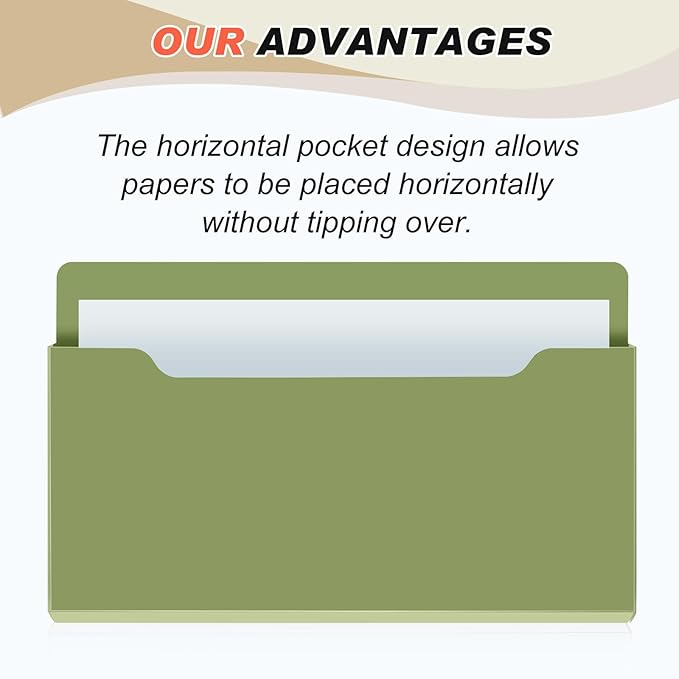 Fuutreo 6 Pcs Magnetic Wall File Organizer Magnetic Wall File Holder Refrigerator Magazine Holder for Mail Letters Paper(Dark Vintage,8.3 x 13.8 Inch,Horizontal)