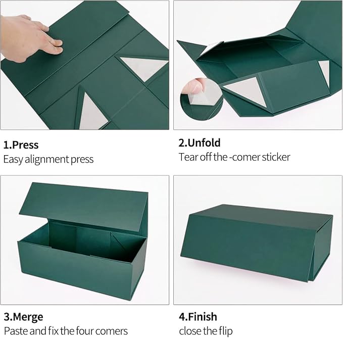 Green Gift Boxes 12" x 6" x 4" with Magnetic Closure Lid Gift Boxes for Presents,Bridesmaid Gifts Box,Cute Box,Birthday Gift box,Luxury for Gift Packaging, Magnetic Gift Box for Wrapping Gifts-NeatNest