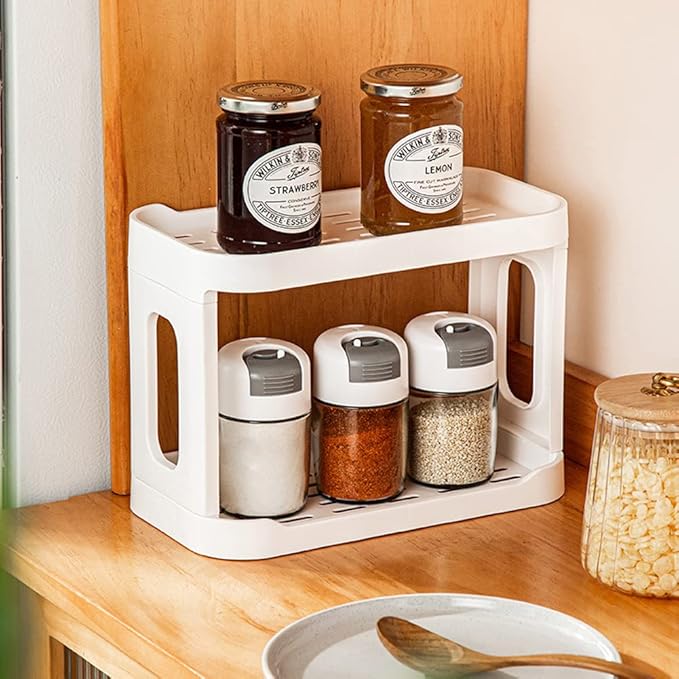 2-Tier Desk Organizers & Dispensers，Mail Holder for Office Desk Organization，Kitchen Spice Rack or Bathroom Countertop Organizer, Gift for Teachers, Classmates, and Friends,White-NeatNest