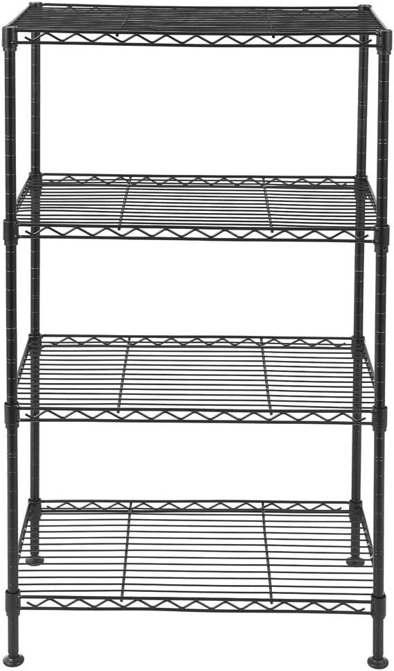 4 Tier Adjustable Storage Shelf Metal Storage Rack Wire Shelving Unit Storage Shelves Metal for Pantry Closet Kitchen Laundry (Black8)