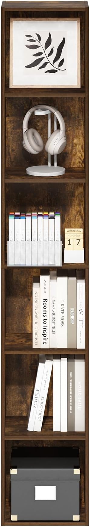 Furinno Luder 6-Tier Open Shelf Bookcase, Amber Pine-NeatNest