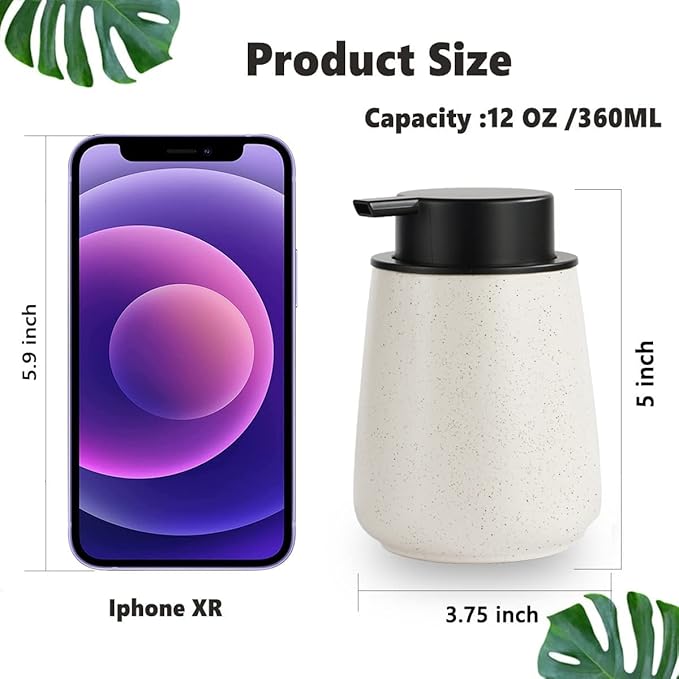 12Oz Ceramic Liquid Soap Dispenser - Modern Lotion Hand Soap Dispenser with Easy-to-Press Black Pump, Reusable and Refillable Dish Soap Dispensers for Bathroom & Kitchen, Speckled Matte Beige-NeatNest