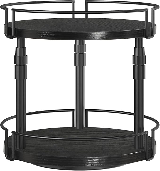 HOOBRO Lazy Susan Organizer Spice Rack, 2-Tier Height Adjustable Rotating Lazy Turntable Spice Organizer, for Kitchen Countertop and Cabinet, Black BB05TL01-NeatNest