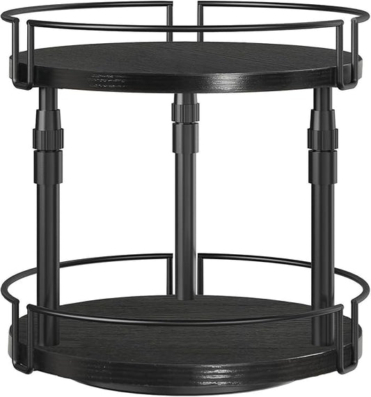 HOOBRO Lazy Susan Organizer Spice Rack, 2-Tier Height Adjustable Rotating Lazy Turntable Spice Organizer, for Kitchen Countertop and Cabinet, Black BB05TL01-NeatNest