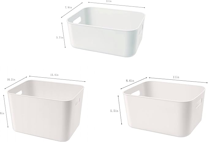 Set Of 8 Plastic Storage Bins,Versatile Kitchen Pantry Organization and Storage,for Plastic Storage Container Under Bed,Under Sink Bathroom Organizer (White, 8 Pack)-NeatNest