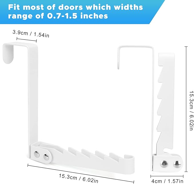 FYY Over The Door Hooks Hanger, 1 Pack Collapsible Folding Over The Door Organizer Rack Space Saving Hanging Storage Hanger for Clothes, Coats, Towels for Bedroom Bathroom White-NeatNest