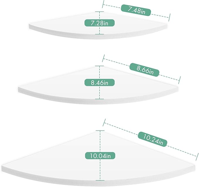 Ejoyous Home Wall Shelf, 3Pcs Corner Wall Mount Floating Shelves White Hanging Storage Display Shelf for Kitchen Office Living Room Decor
