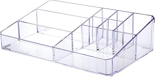 Clear Makeup Organizer, Makeup Brushes Storage Case, Cosmetic Display Case Tray, Tiered Skincare Organizer, Acrylic Lipstick Holder Countertop Desk Brush Organizer for Bedroom Vanity-NeatNest