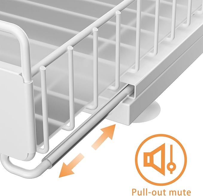Under Sink Organizer, Single Tier Metal Pull Out Sliding Drawer Shelf for Kitchen Bathroom Cabinet Storage, Sturdy Rack – White-NeatNest