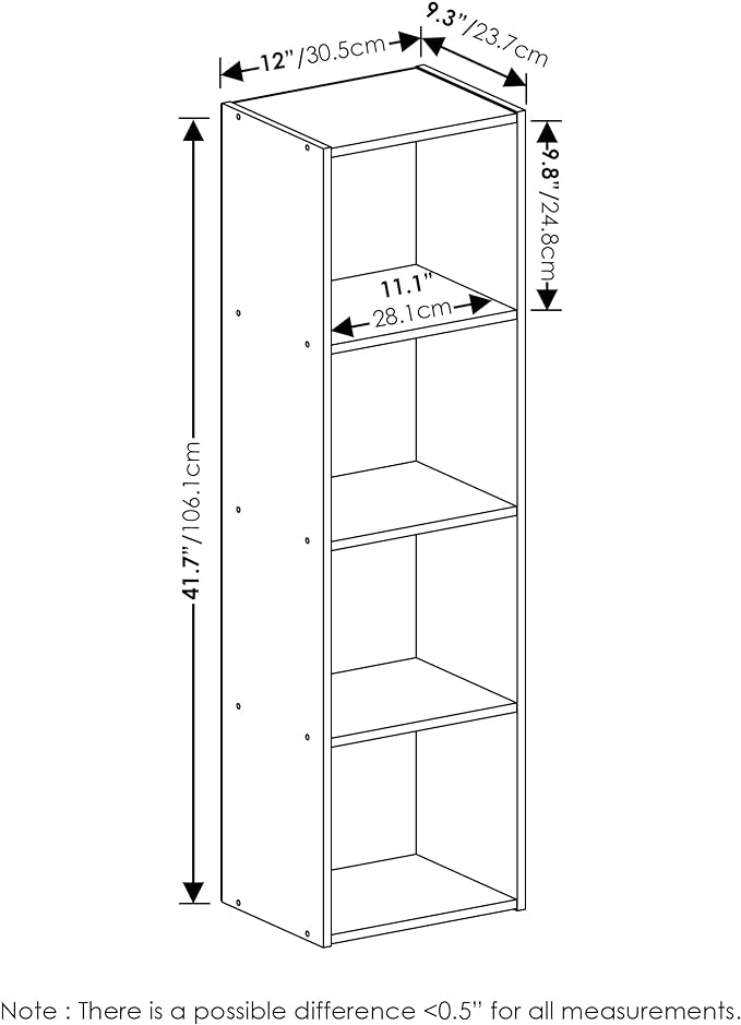 Furinno Luder Bookcase / Book / Storage, 4-Tier Cube, French Oak-NeatNest