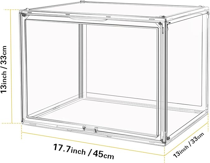 Clear Stackable Plastic Storage Bins with Lid, Dustproof Display Cases, Extra Large Figures Collectibles Showcase, Boot & Shoe Boxes, Helmet Protection Organizer (Transparent, XL-3 Pack)-NeatNest