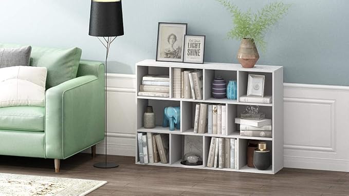 Furinno Luder Bookcase / Book / Storage , 11-Cube, White-NeatNest
