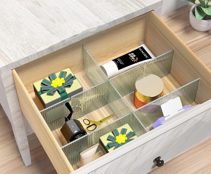 8pcs DIY Plastic Drawer Organizer Adjustable Drawer Dividers for Home Tidy Closet, Socks, Underwear, office school supplies, kitchen utensil tools (Clear Green)-NeatNest