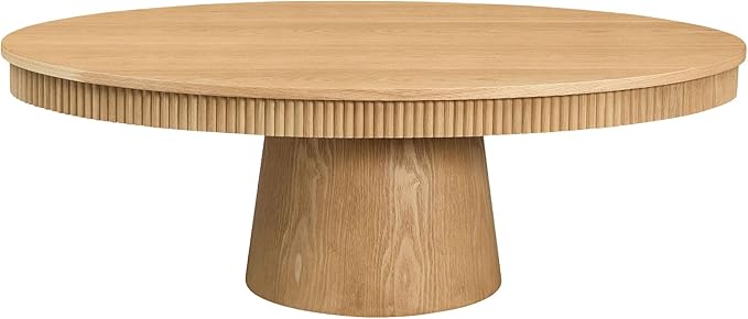 kevinplus 47.24'' Oval Coffee Table for Living Room, Modern Mid-Century Pedestal Wood Coffee Table, Easy Assembly, Oak