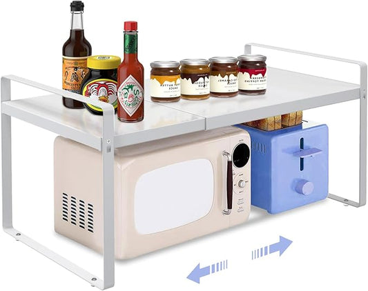Expandable Cabinet Organizer 14"~25", Kitchen Shelf Organizer Spice Rack 11” wide, Cupboard Organizers And Storage Shelves, Kitchen Counter Organizers, Countertop Cabinets Small Pantry Shelf-NeatNest