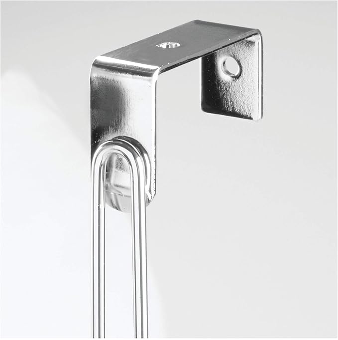 iDesign Classico Steel Over-The-Door Towel Rack with Storage Hooks - 16.75" x 4.25" x 24", Chrome