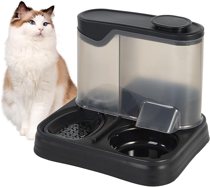 Gravity Pet Feeder and Water Dispenser Set, Automatic Dog Feeder and Dog Water Dispenser for Dogs Cats Pets Animals Large Capacity (Black)-NeatNest