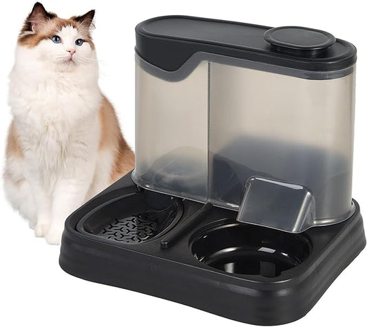 Gravity Pet Feeder and Water Dispenser Set, Automatic Dog Feeder and Dog Water Dispenser for Dogs Cats Pets Animals Large Capacity (Black)-NeatNest