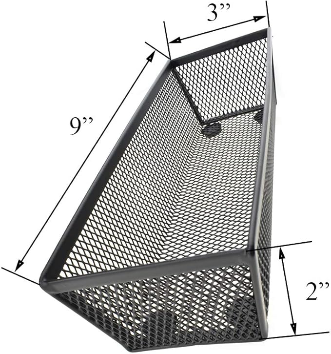 HAHIYO Stackable Mesh Tray Cup 9 x 3 x 2 inches Sturdy Container for Desk Drawer Organizer Collection for Home Office School kitchen Soft Foam Feet No Sharp Edges 2 Pack Black-NeatNest