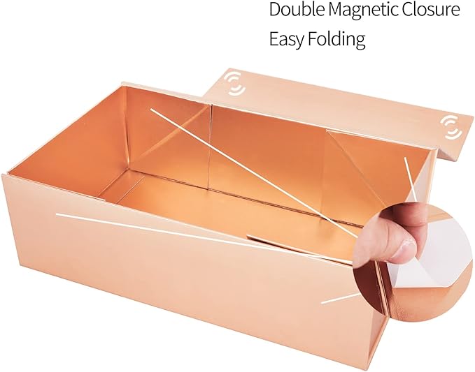 Gift Box 12" x 6" x 4" with Magnetic Closure Lid Gifts Boxe for Presents,Bridesmaid Gifts Boxes,Cute Box,Birthday Gift Boxe,Luxury for Gifts Packaging, Magnetic Gift Boxes for Wrapping Gifts (Rose Gold)-NeatNest