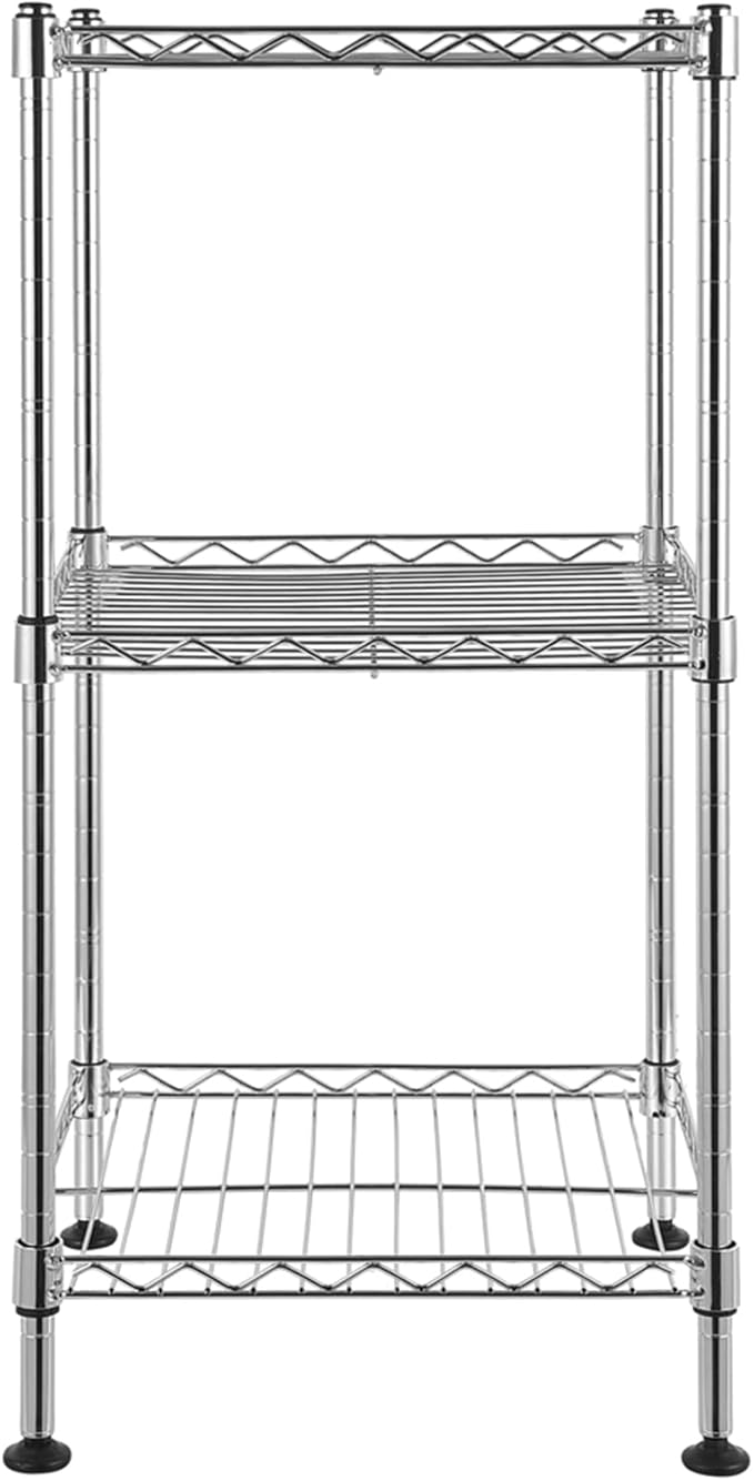 3-Tier Steel Wire Shelving, Wire Rack Storage Organizer, Industrial-Strength Steel Metal Storage Rack NSF Certified, Adjustable Shelves, for Bathrooms, Closets, Kitchen, Pantry Chrome Finish-NeatNest