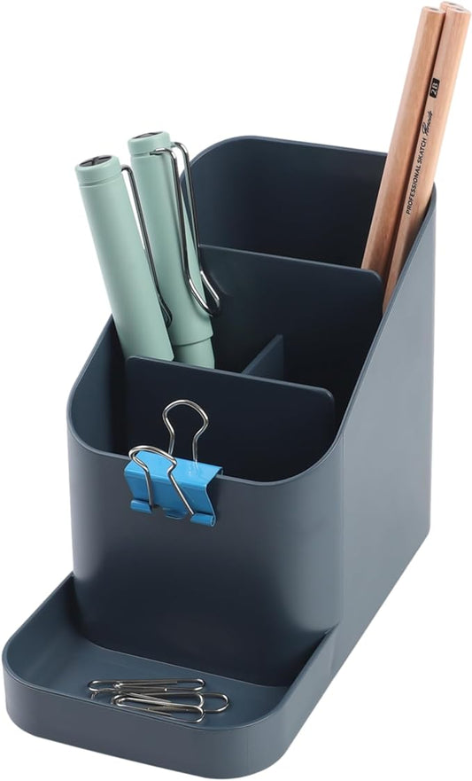 BLUE GINKGO Desk Holder – Korean-Made Office Organizer for Pencils, Pens, Notes, and Desk Supplies (Prussian Blue)-NeatNest