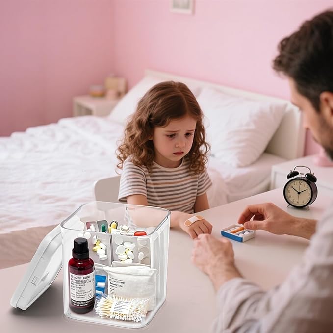 Clear Lockable Storage Box for Medicine Safe,Food Jar,Snacks,Phone - Secure Lock Box Refrigeator Container Bin Store Tank with Combination for Kitchen,Home,Office,Hospital (5.6×5.6×6.3 In) (White)-NeatNest